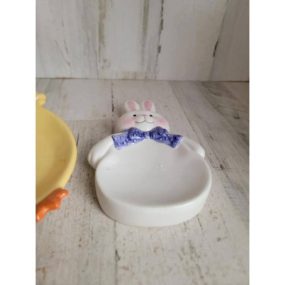 Easter soap dish rabbit chick ceramic unique Easter‎ spring bathroom decor set